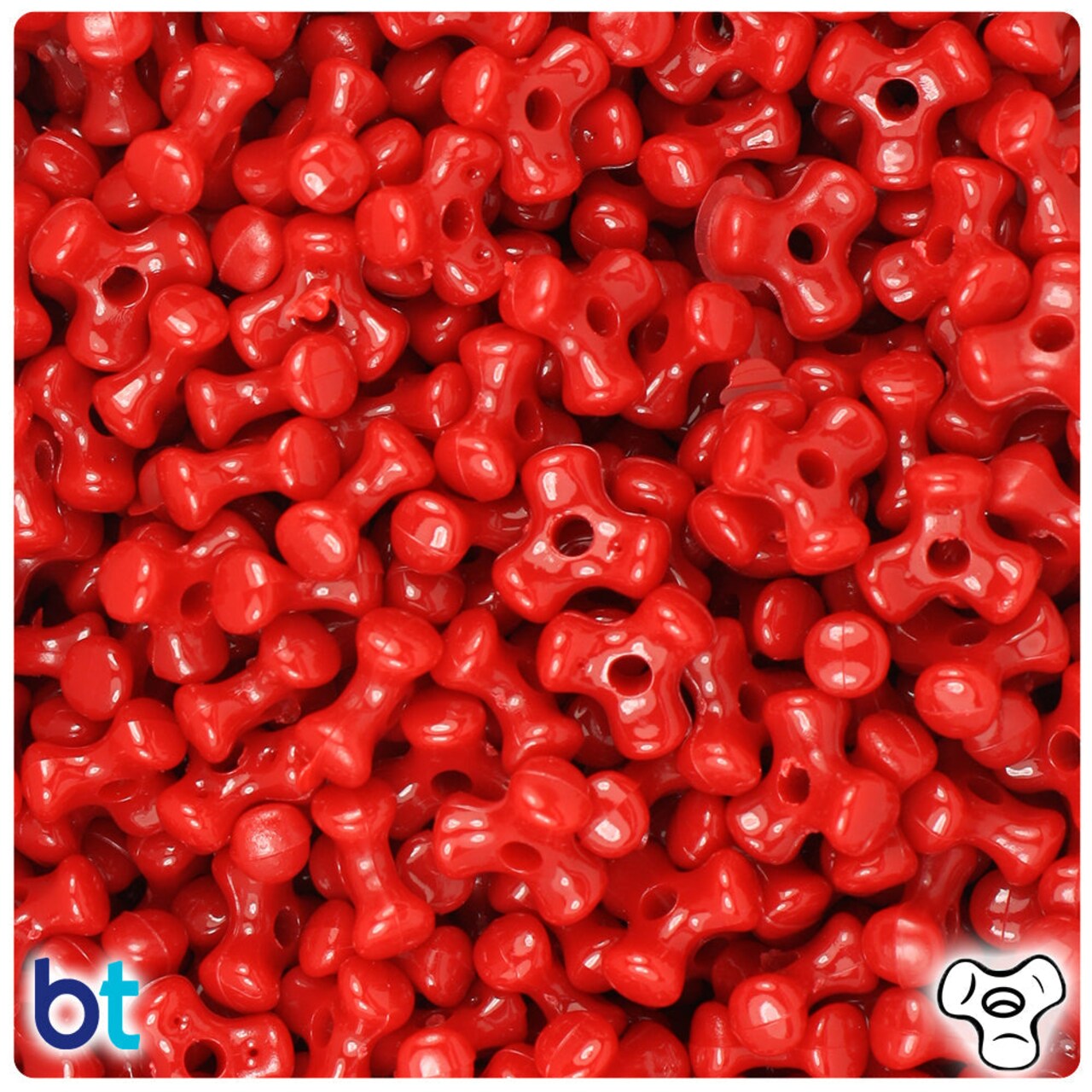 BeadTin Red Opaque 11mm TriBead Plastic Craft Beads (500pcs)